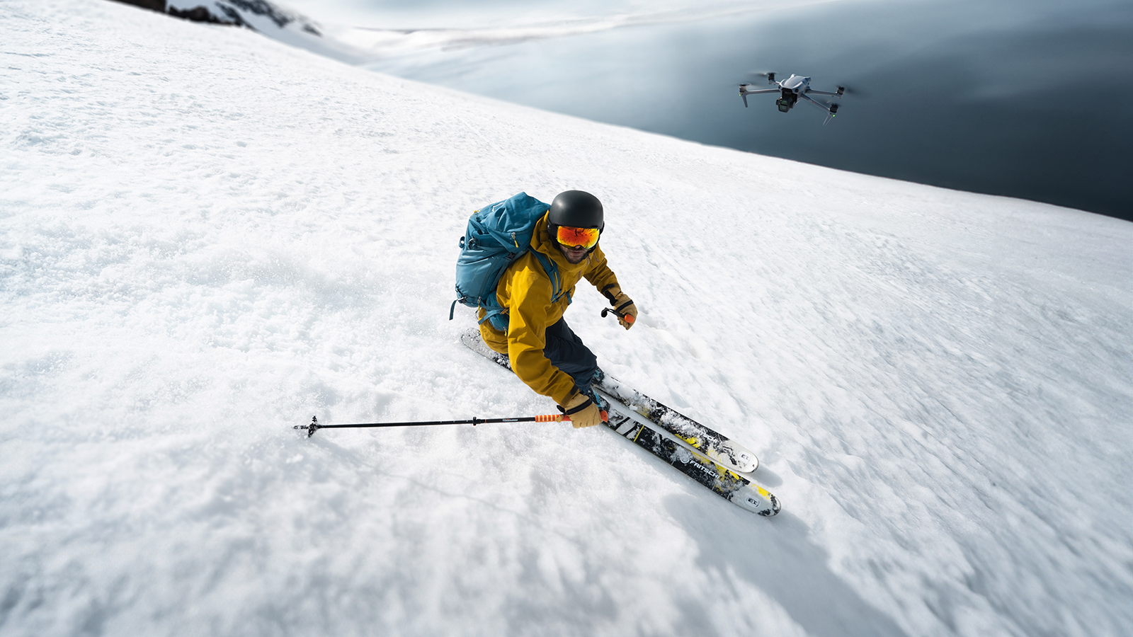 Drone flying at your winter sports destination