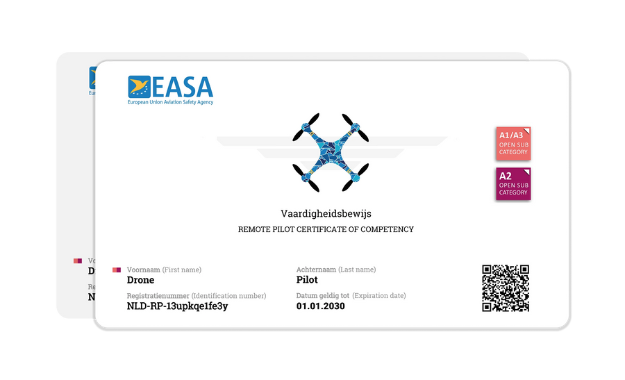 EU Drone License certificate (A1-A3 + A2)